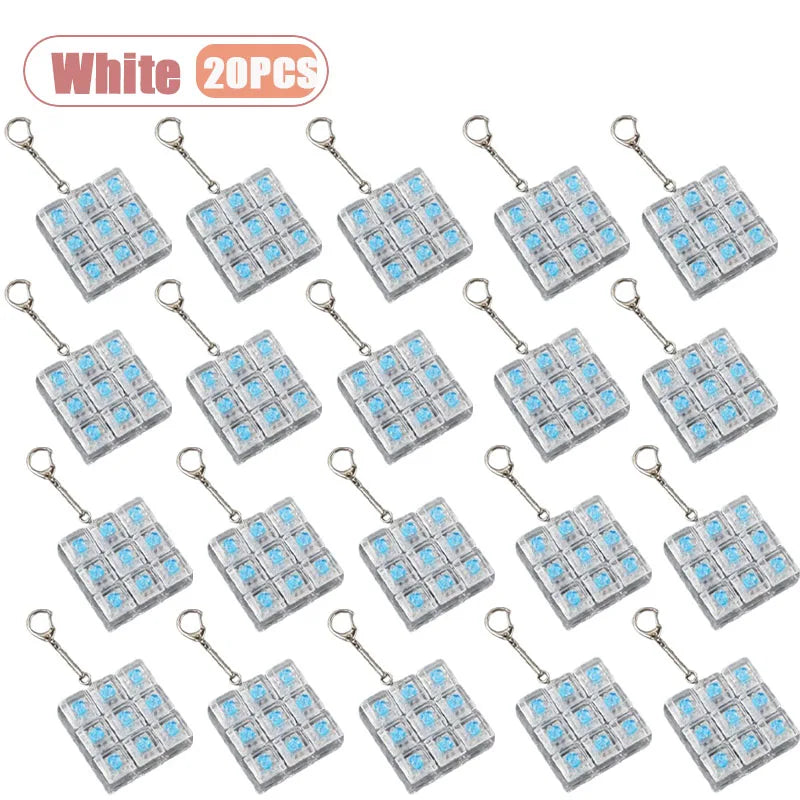 1-20PCS 9 Keys Mechanical Switch Tester Keychain Fidget Clicky Stress Relief for Keyboard Enthusiast Gamer Desk Decor Oasis Select White-20PCS