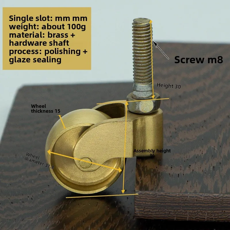 1pcs High Quality Brass Furniture Casters /universal Wheel Piano Castor Metal Sofa Foot Roller Office Hardware Oasis Select D 1pcs