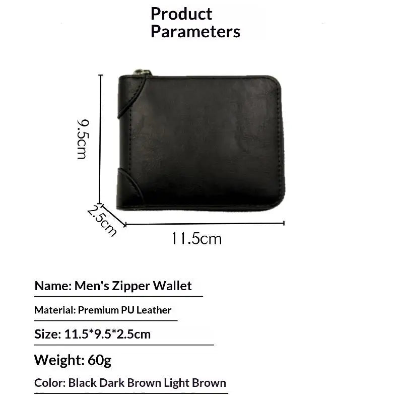 1PC Men Wallets Leather Zipper Purse Man Slim Card Horders Quality Male Short Multi-card Wallet Coin Pocket Purse Oasis Select