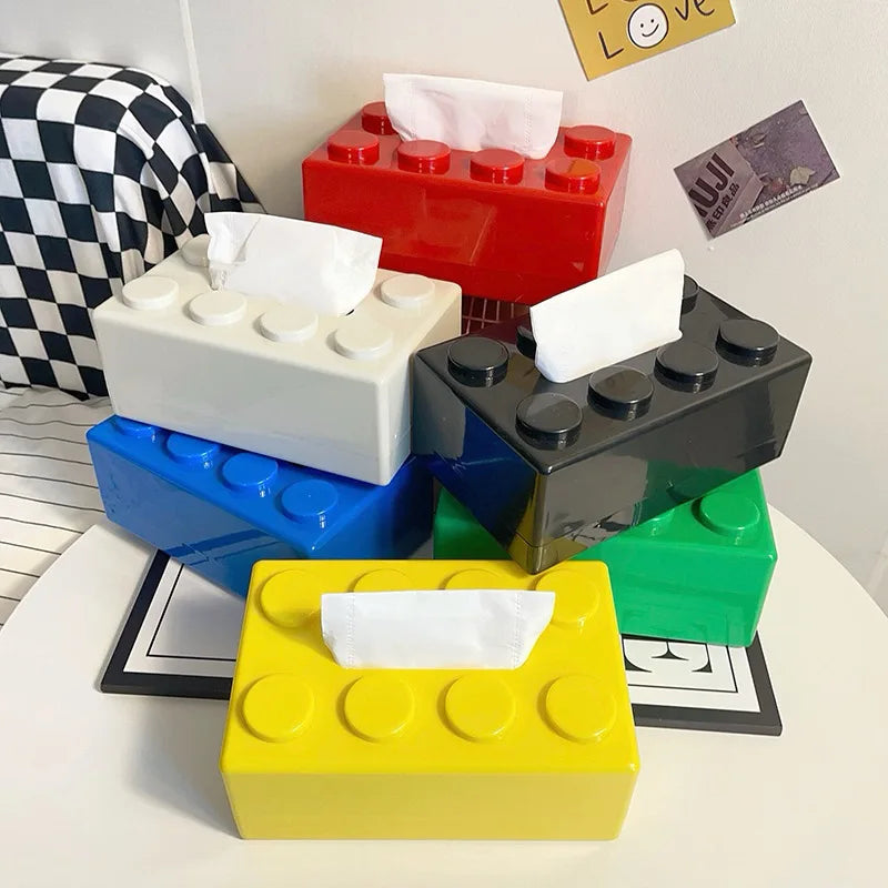 Cartoon Building Block Tissue Box | Fun Plastic Napkin Holder