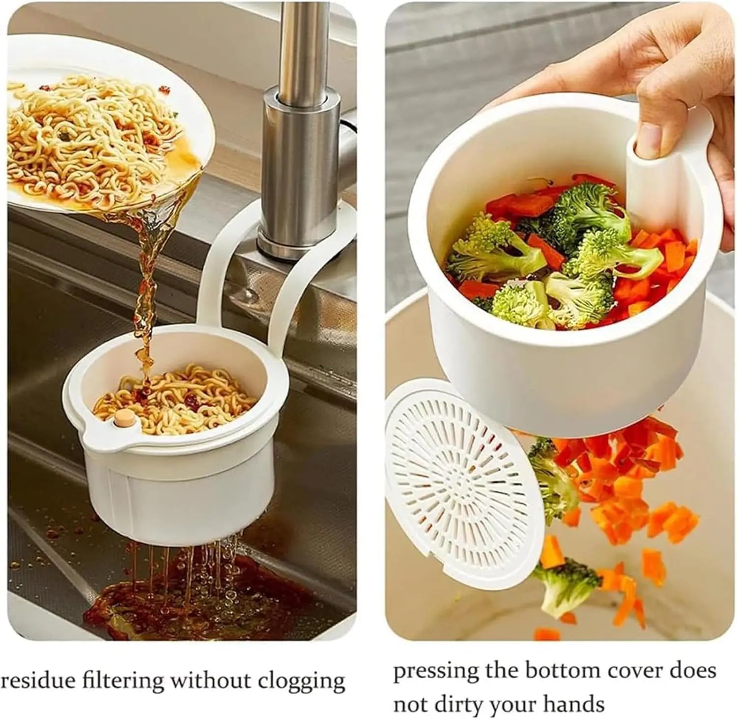 Kitchen Sink Strainer Basket Food Waste Catcher Press Dump Self Cleaning Reusable Drain Organizer Faucet Mount Filter Oasis Select