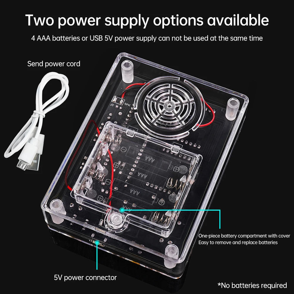Upgraded DIY Game Kit Retro Classic Electronic Soldering Welding Tranning Set with Purple Blue Acrylic Case Mini Game Console Oasis Select