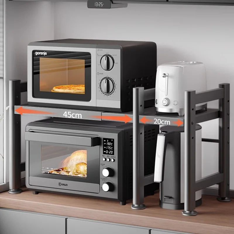 Microwave Rack Countertop Shelf Retractable Double Oven Rice Cooker Storage Shelf Household Oasis Select