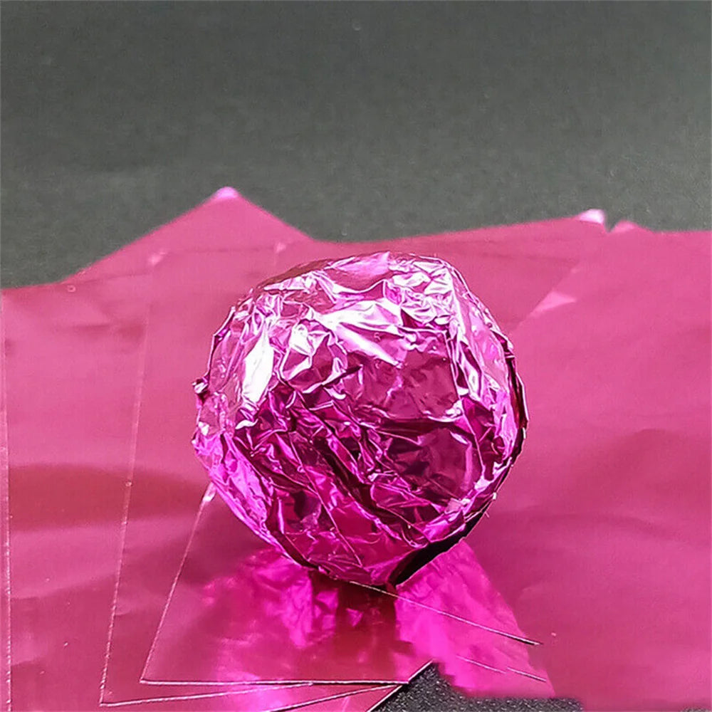 100Pcs 8x8CM DIY Food Aluminum Foils Wrapping Paper Sheets Packaging For Chocolate Candy Wedding Party Birthday Gift Decoration Oasis Select Rose red Other