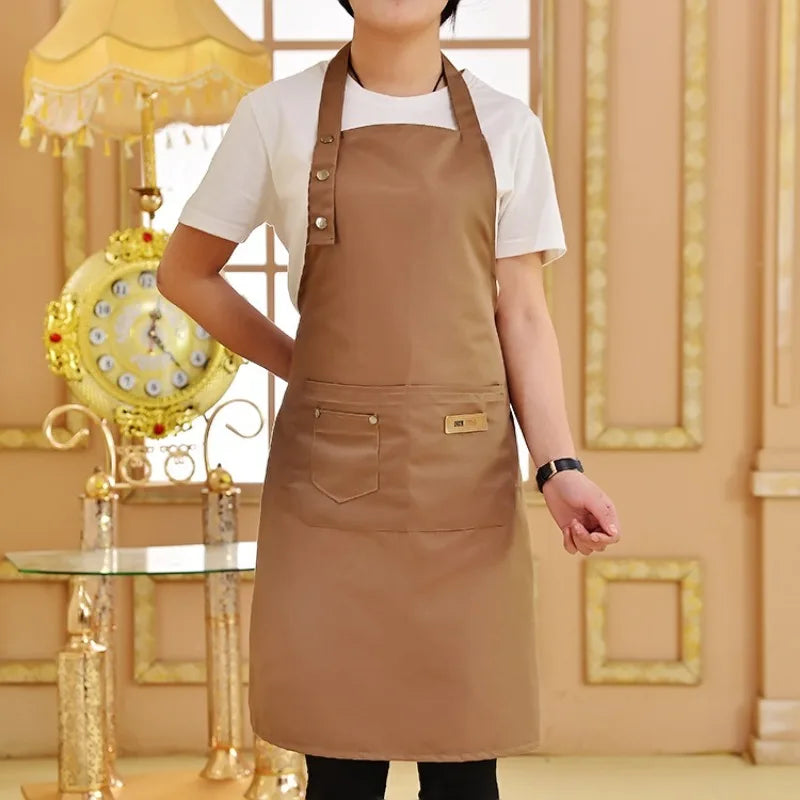 Chef Waiter Cafe Shop Waiter Pure Color Cooking Kitchen Apron For Woman BBQ Hairdresser Aprons Bibs Kitchen Accessory Oasis Select Camel