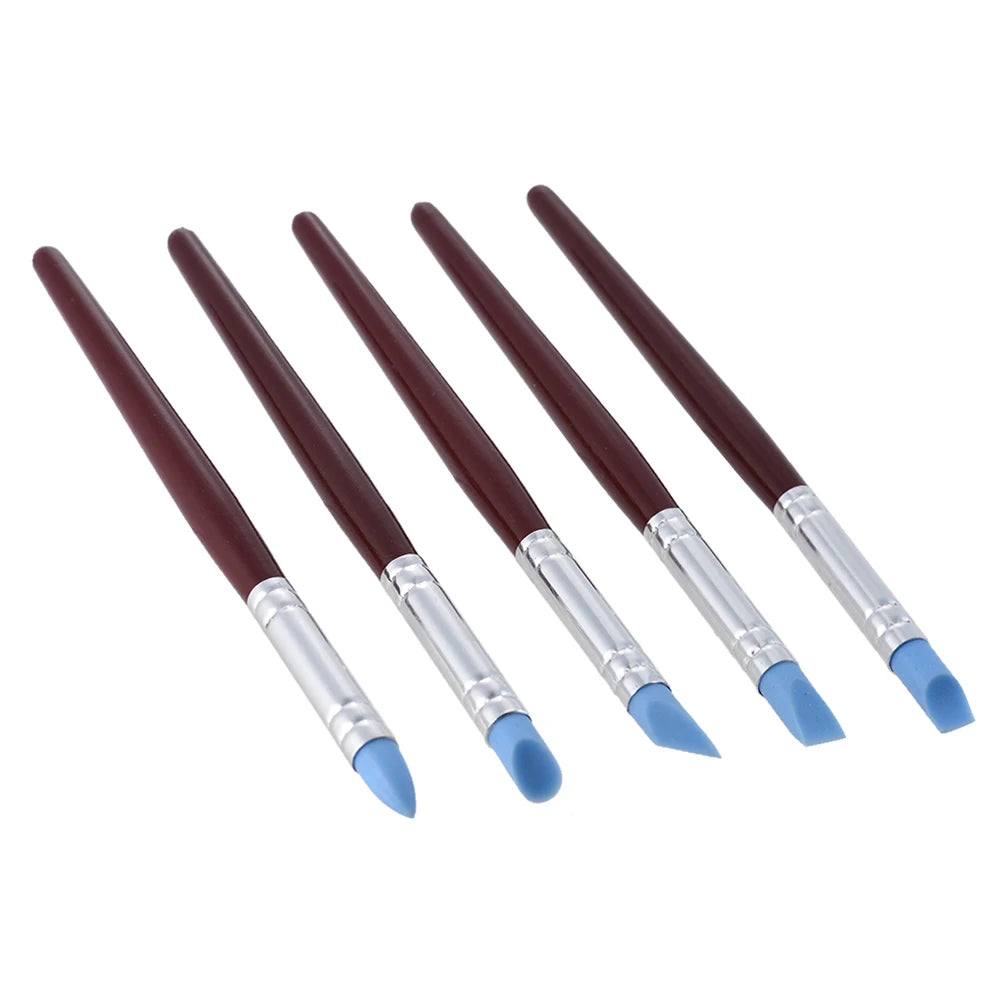 5pcs Rubber Tip Paint Brushes Clay Tools for Sculpture Pottery Color Shaping Blending Drawing Modeling Remove Fingerprints Oasis Select