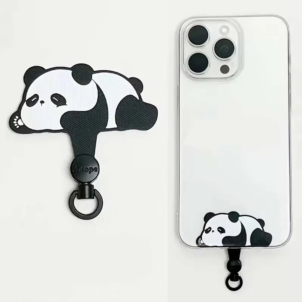 Cartoon Panda Phone Tether Tab Safety Connecter 360 Rotatable Mobile Phone Gasket Detachable Metal Ring Cellphone Lanyard Patch Oasis Select
