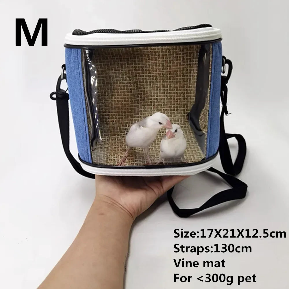 Super Portable Pet Bird Cage Parrot Carrier Travel Bag Breathable Lightweight Hamster Squirrel For Small Animals Pet Accessories Oasis Select Blue vine M