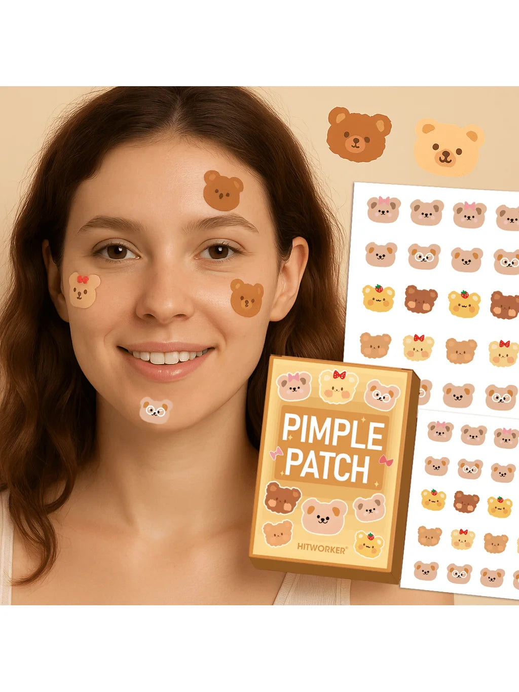 100pcs/set of cute bear patches and spot stickers - alcohol free, fragrance free, effectively covering acne Oasis Select