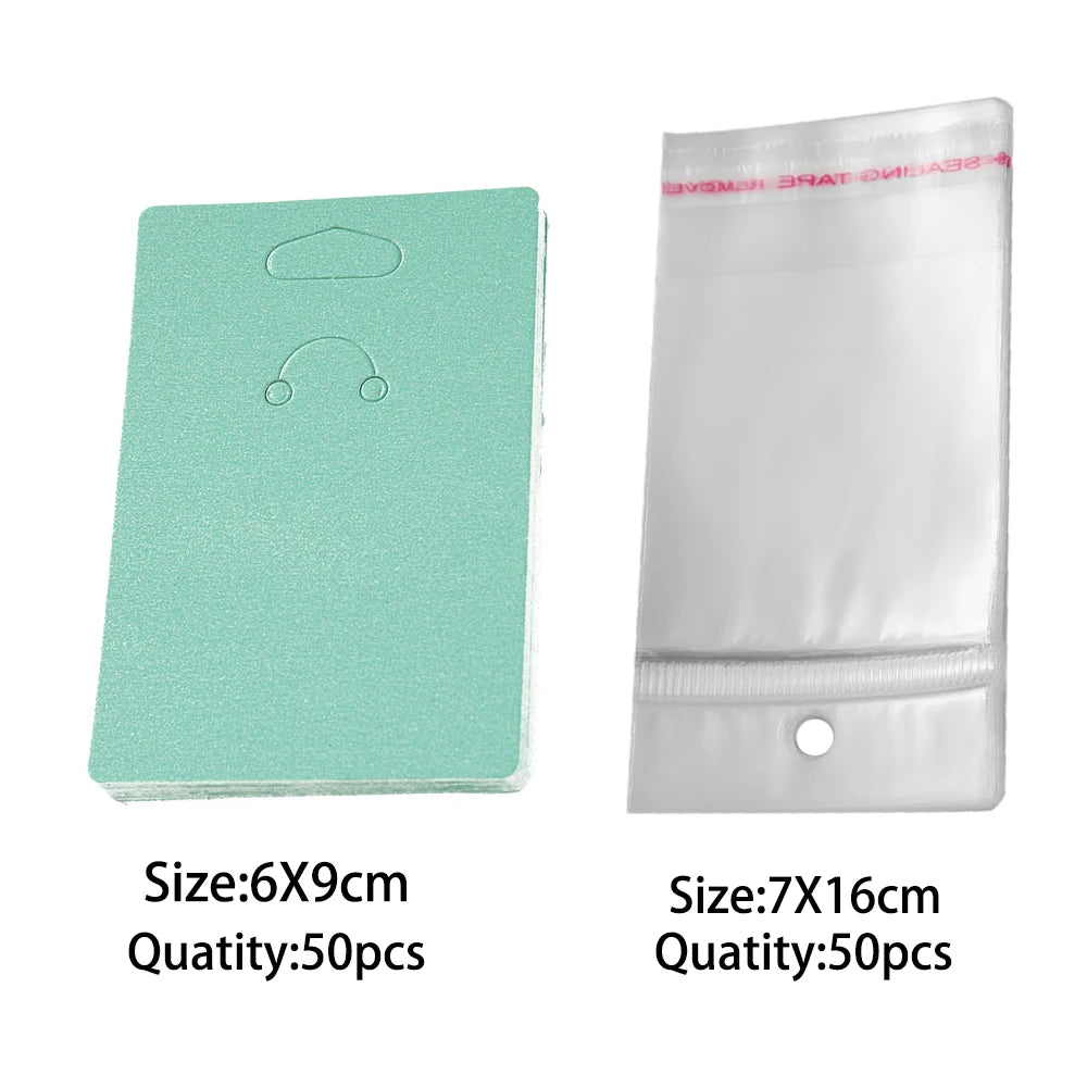 100pcs 6x9cm Keychain Display Card Packaging with Self-Sealing Bags For Bracelet Jewelry Wrapper Display Small Business Supplies Oasis Select Green