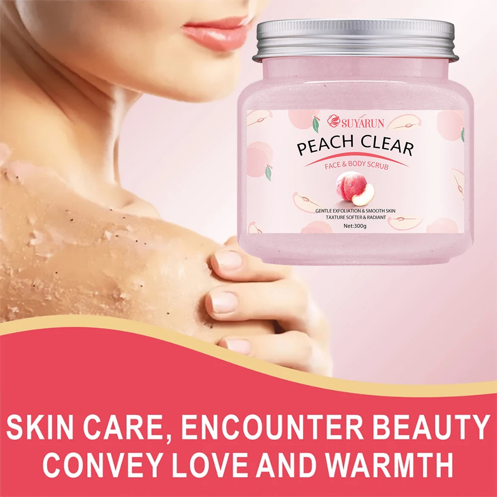 SUYARUN Peach Sugar Scrub Body Polish with Shea Butter 300g Body Sugar Scrub Oasis Select