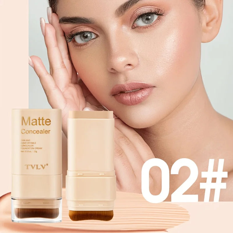 2-in-1 Concealer Eraser Dual-Head Foundation Stick with Brush Head Nine Colors European and American Waterproof Non-Caking Solid Foundation Cream 15G/Stick - 1 Stick Oasis Select 02 15g