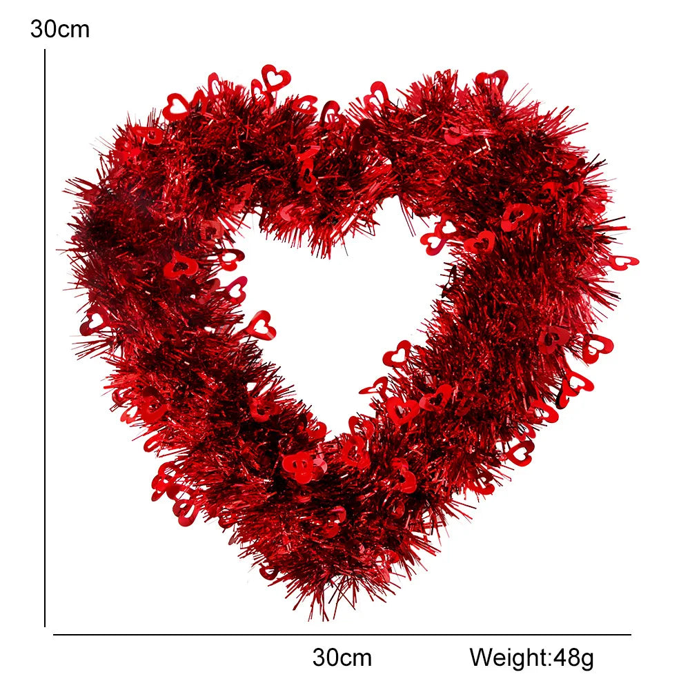 Romantic Luminous Heart Garland ValentineS Day Decoration Glowing Love Themed Fake Grass Garland Pendant for Home Wall Tabletop Oasis Select without light 1