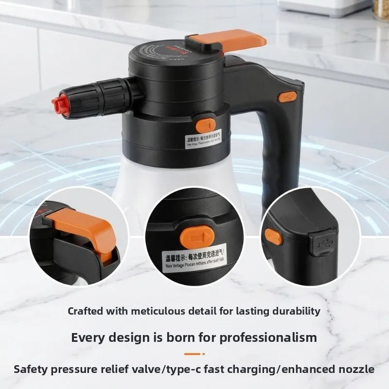 High Pressure Washer 1.5L Electric Foam Sprayer Portable Car Wash Water Gun Household Handheld Watering Kettle Cleaning Sprayer Oasis Select