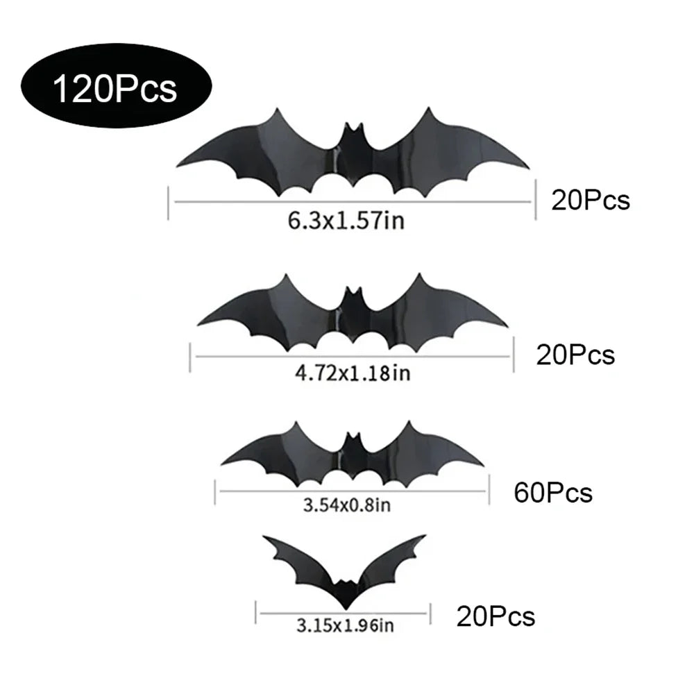 3D Pvc Bat Halloween Decorations on The Wall Black Bats Wall Stickers Halloween Scary Props Oasis Select 120pcs Black Bat-04