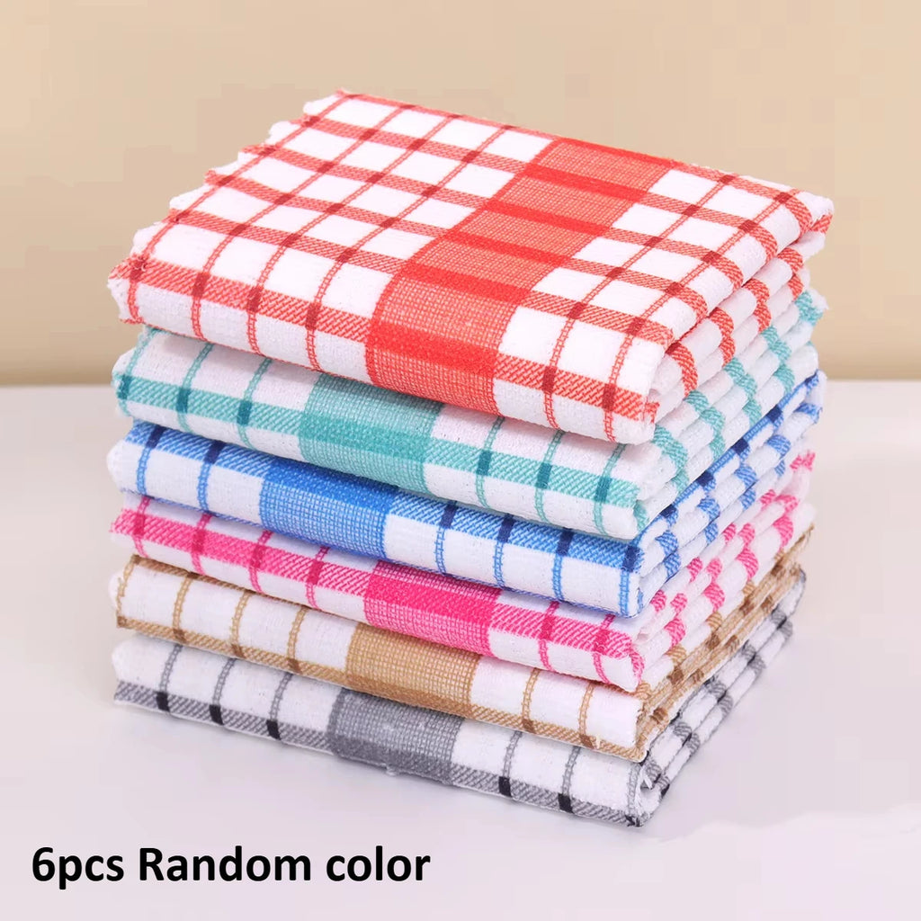 6pcs/12pcs Modern Printed Checkered Dish Towels, Scouring Pads, Kitchen Towels, Super Soft with Strong Absorbency Kitchen Towels Oasis Select 6pcs