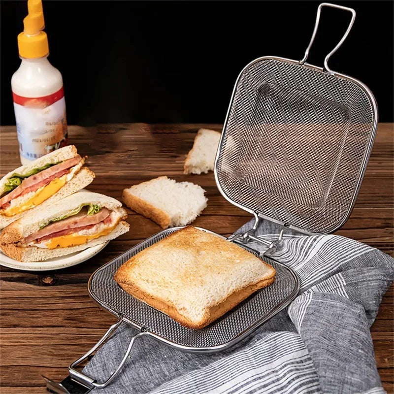 1pc Stainless Steel Sandwich Toaster Grill Pan Sandwich Clip Bread Heating Oven Accessories Baking Tool Non Stick Cooking Grid Oasis Select