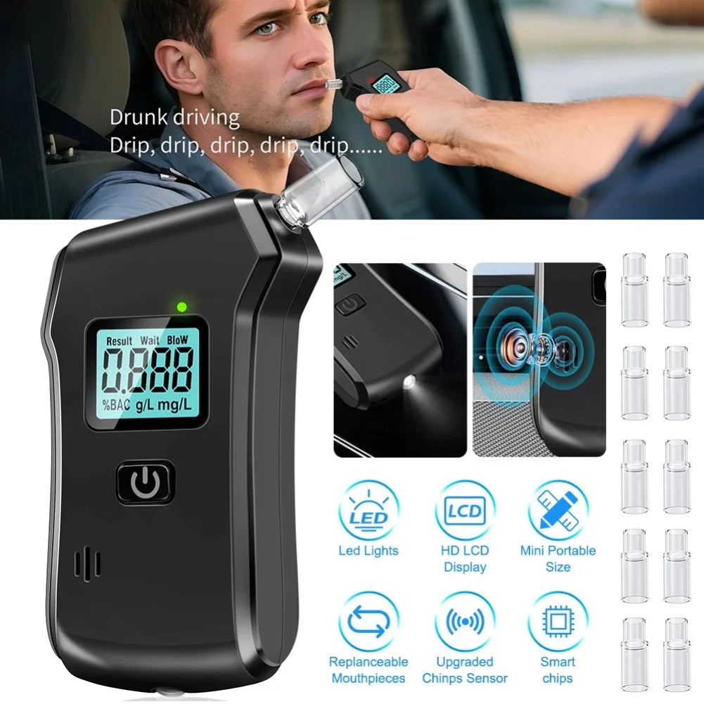 Portable Breathalyzer LCD Display | Rechargeable Alcohol Tester