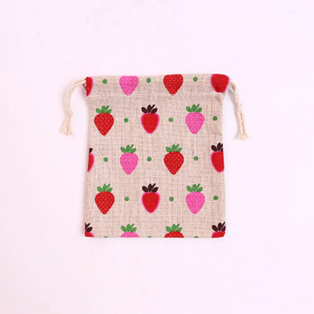 Cotton Linen Drawstring Gift Bags | Printed Patterns, 3 Sizes