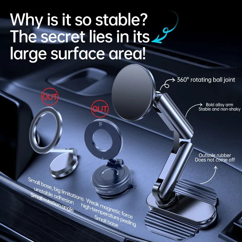 Foldable Dashboard 360° Rotation Phone Car Holder For Magsafe iPhone 17 16 15 14 13 12 Pro Max Samsung Phone Car Holder Oasis Select