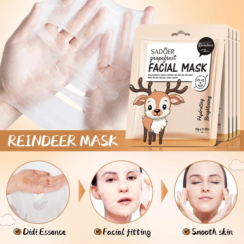 SADOER Fruit Face Mask 5-Pack – Hydrating & Anti-Wrinkle Hydrating Sheet Mask Oasis Select