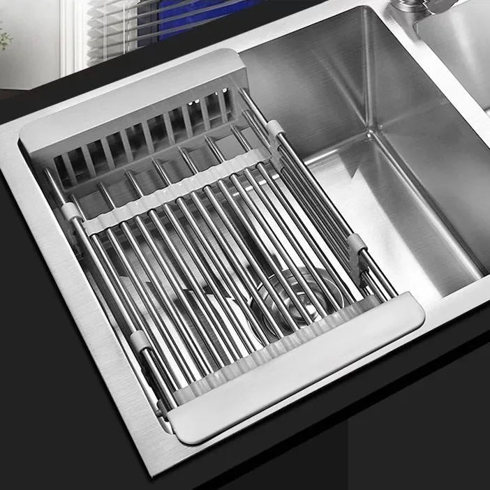 Sink Drain Rack Drain Bowl Rack Hang Dishes Drain Basket Retractable Kitchen Sink Storage Rack Oasis Select