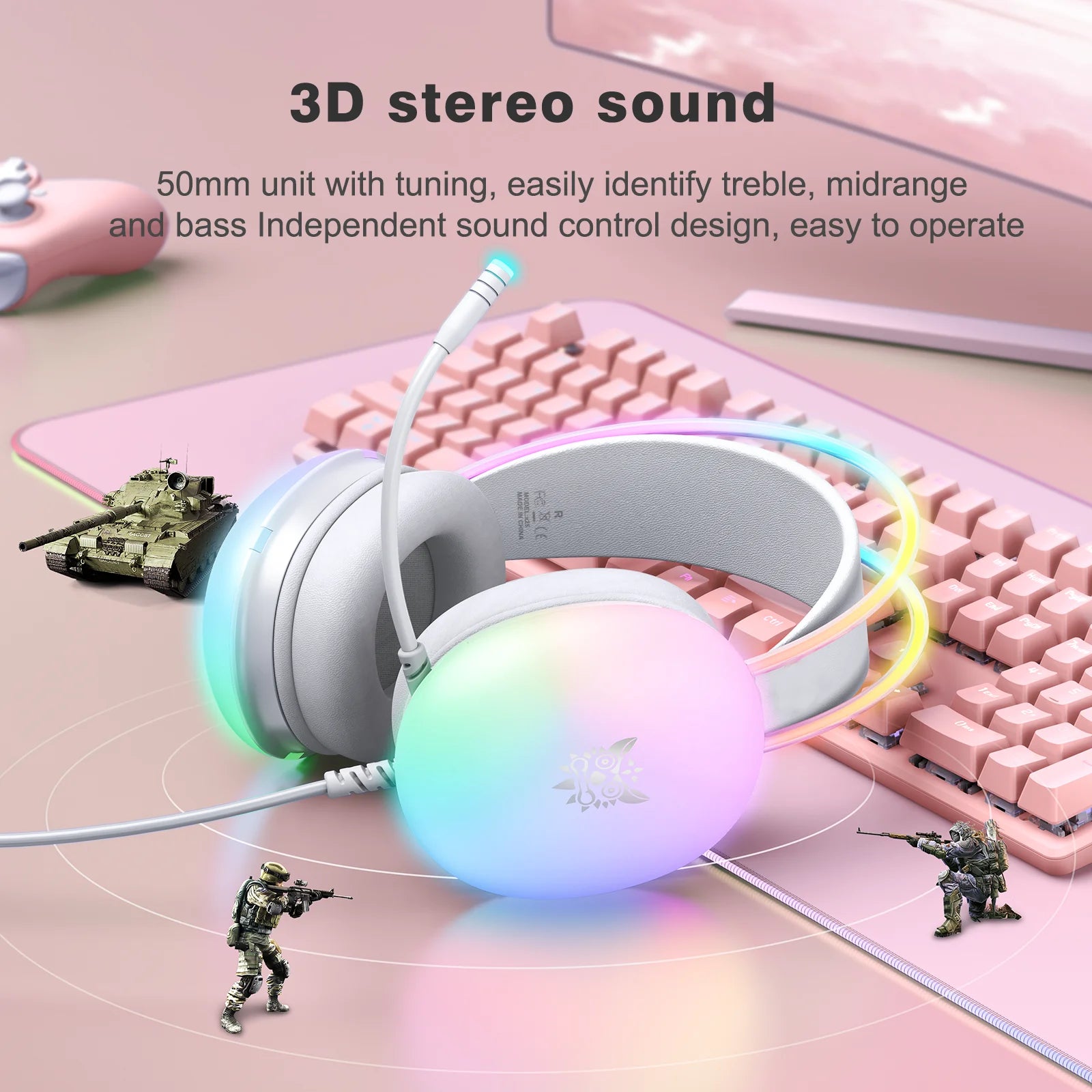 AyeBeau RGB Wired Gaming Headset with Mic – PC & Phone