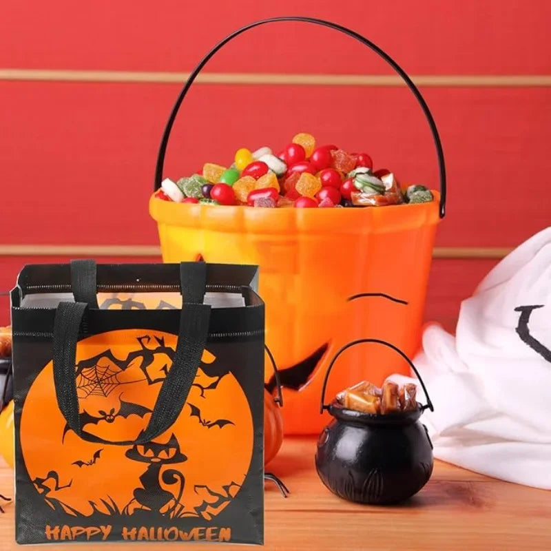 1-60PCS Halloween Candy Gift Bags Halloween Trick or Treat Bags Halloween Tote Bag with Handle Halloween Party Kids Gift Bags Oasis Select
