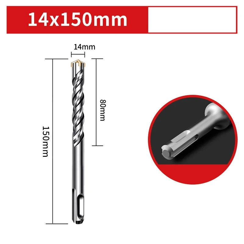 110/150/200mm Electric Hammer Drill Bits Cross Type Tungsten Steel Alloy SDS Plus for Masonry Concrete Rock Stone Oasis Select 14x150mm