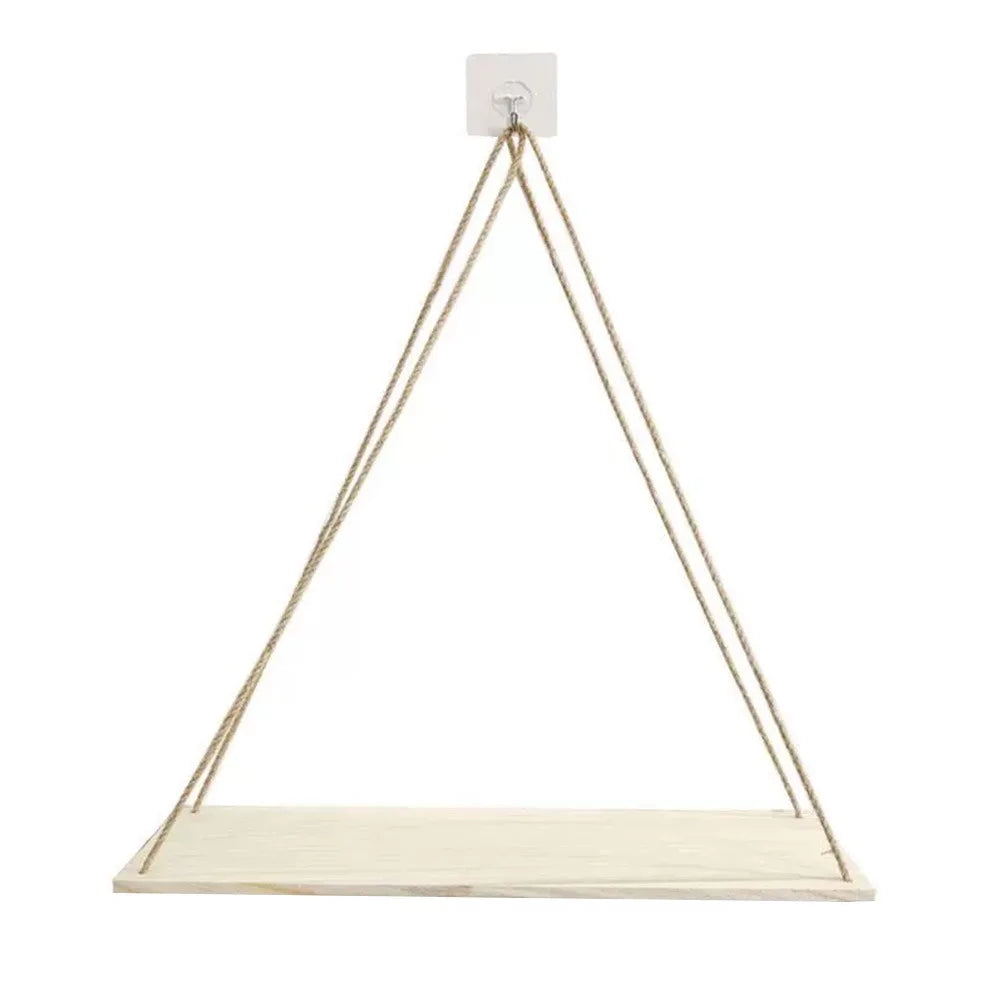 Wooden Hanging Shelf Hemp Rope | Wall Mounted Plant & Décor Tray