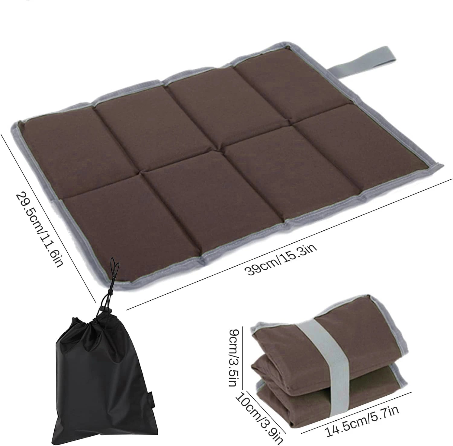2pcs Durable picnic cushion outdoor portable cushion chair cushion moisture-proof cushion camping cold-proof foldable waterproof Oasis Select 1pc brown 39x29cm