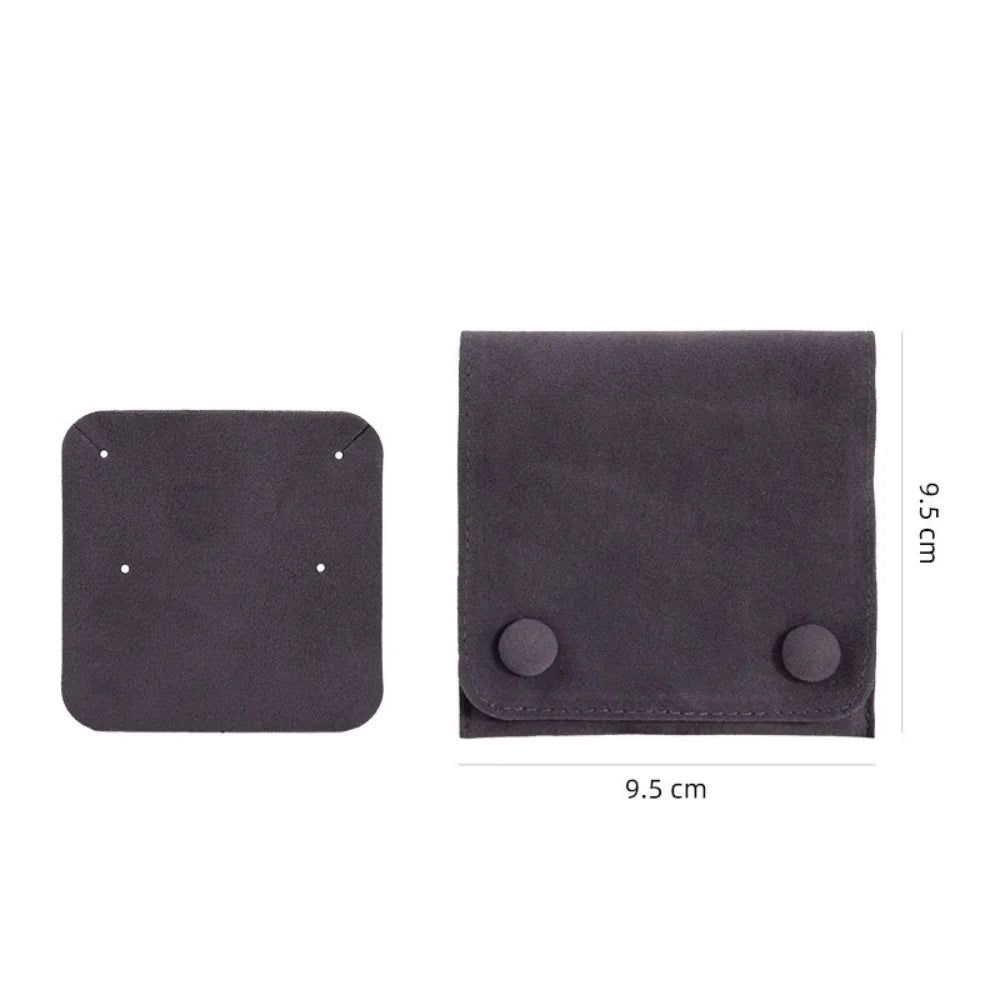 1pcs Jewellery Pouch Packaging Bag Soft Velvet Snap Button Gifts Packing Bag For Storing Rings Bracelets Necklace Accessories Oasis Select Grey