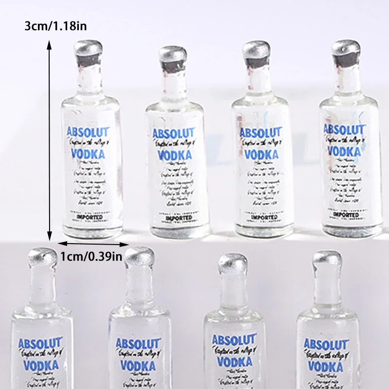 10pcs Transparent Diy Resin Kawaii Mini Wine Bottle Craft Miniature Accessories Flatback Charms Material Scrapbook Cabochon Oasis Select