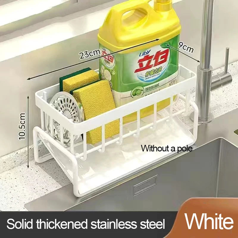Kitchen Sink Drain Rack – Sponge, Soap & Towel Organizer Sink Organizer Rack Oasis Select White Without a pole M 1-tier