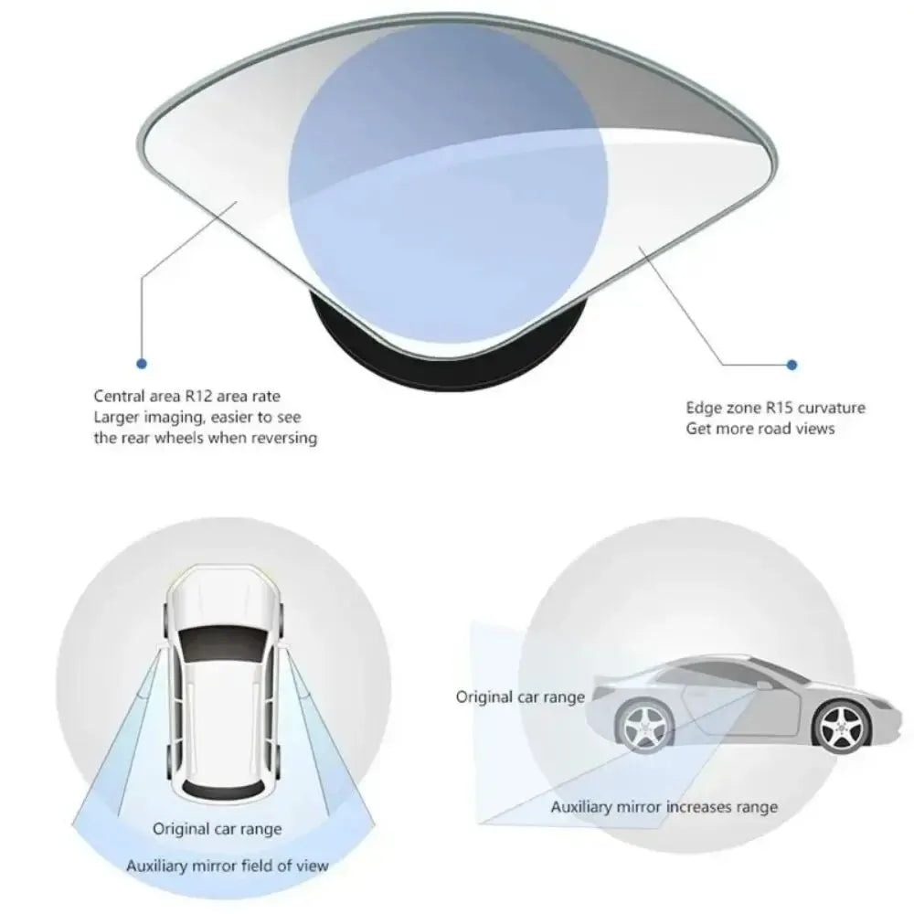 2pcs Car Mirror Wide Angle Car Blind Spot Mirrors 360° Adjustable Auxiliary Rearview Mirrors HD Frameless Small Round Mirror Oasis Select