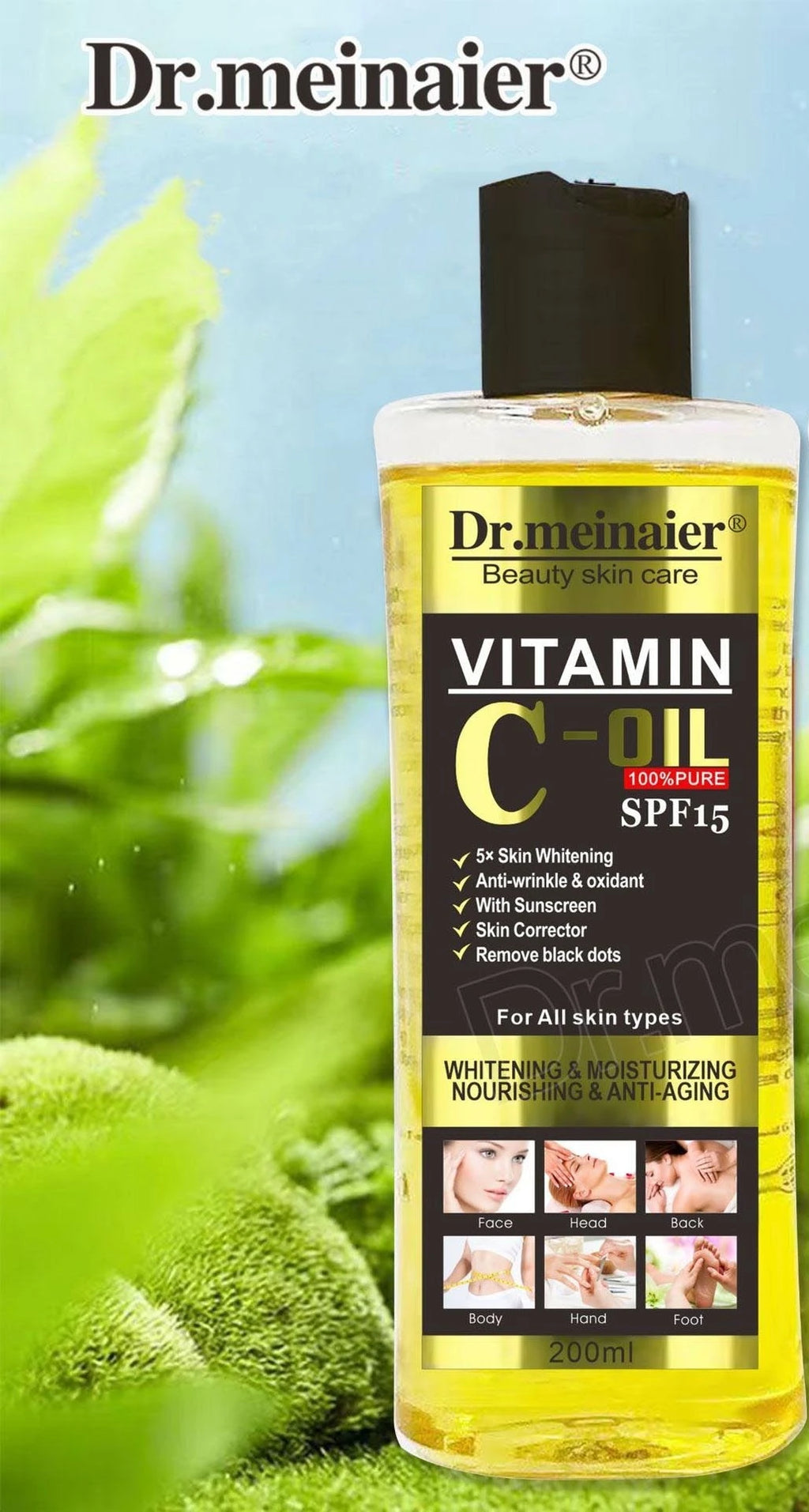 200ml Vitamin C Whitening Facial Essential Oils Vitamin E Body Moisturizing Massage Oil Natural SPA Emollient Oil Oasis Select Vitamin C Oil 200ml
