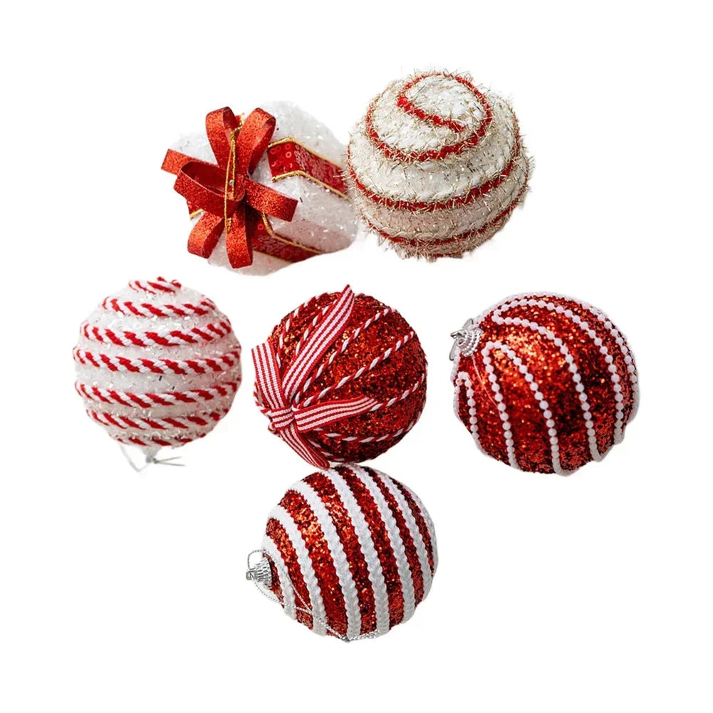 6 foam ball ornaments for Christmas tree decoration red white colors holiday party lightweight with hanging rope 8 cm Oasis Select