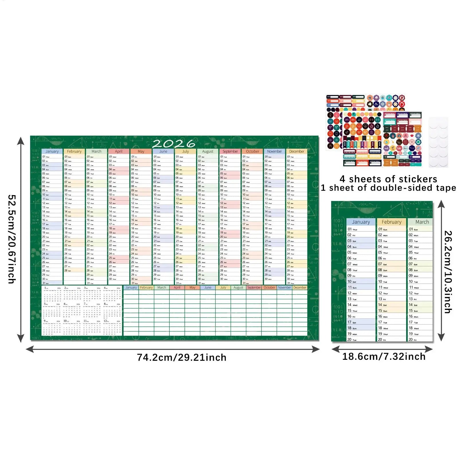 2026 Year Calendar Goal Setting Schedule Tracking Large Year Wall Calendar 2026 for Study Dorm Living Room Bedroom Apartment Oasis Select