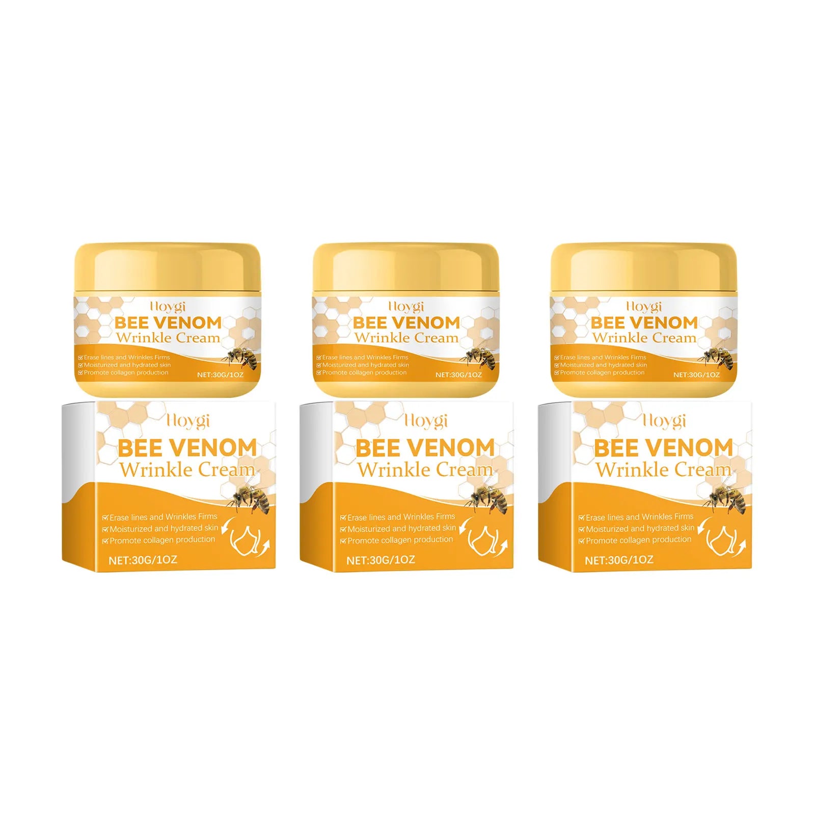 Bee Venom Face Cream Moisturizing Sagging Improvement Reduce Fine Lines Damaged Skin Repair Facial Cream Nourishing Skin Care Oasis Select 3 X 30g boxed