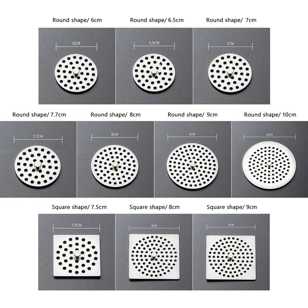 Durable Stainless Steel Floor Drain Net Cover Round Square Shape with Handle Hair Filter Drainage Grille Oasis Select
