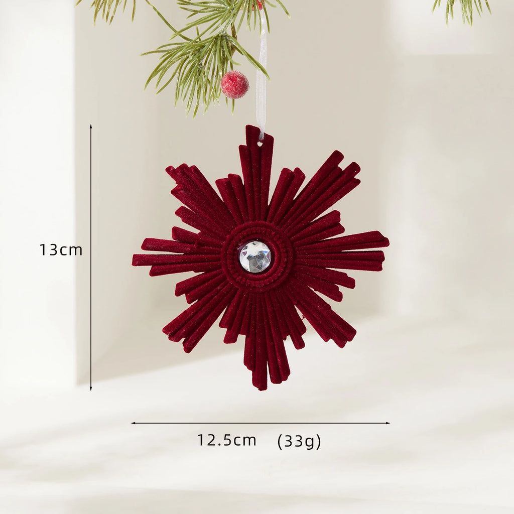 Nordic Christmas Decorations Flocked Burgundy Hanging Ornaments Christmas Tree Decorations Holiday Decor Oasis Select Style 2