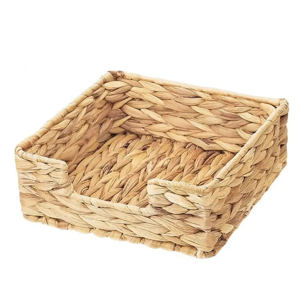 Straw Woven Tissue Box Water Hyacinth Napkin Holder Natural Tabletop Freestanding Tissue Dispenser Square Holders for Paper Oasis Select Red
