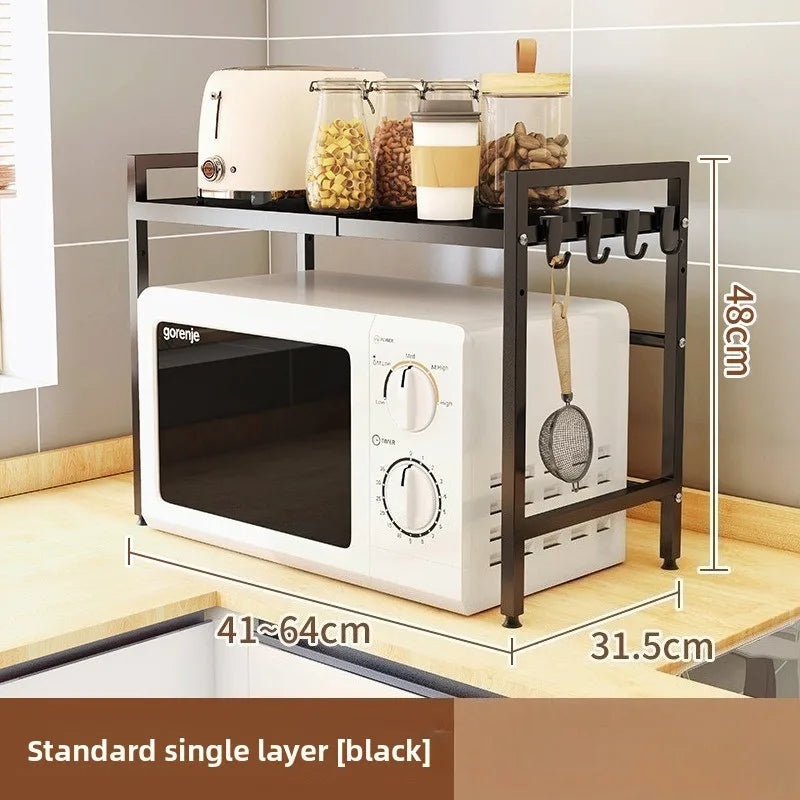 Retractable microwave oven rack, countertop, kitchen floor-to-ceiling multi-layer oven rack, household storage microwave oven Oasis Select