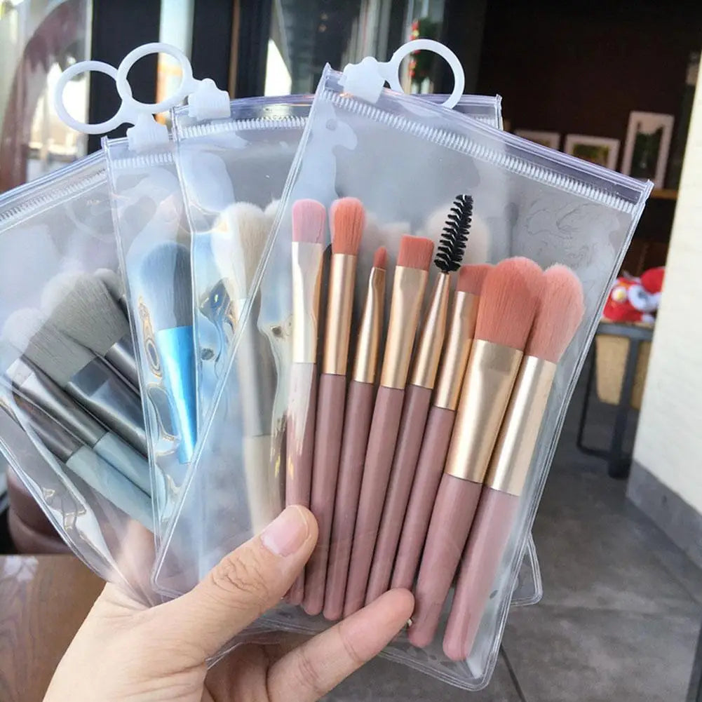 New Portable 8 Mini Makeup Brush Set 13cm Blue Pink Beige Green Soft Synthetic Wool Cosmetic Beauty Tools Oasis Select