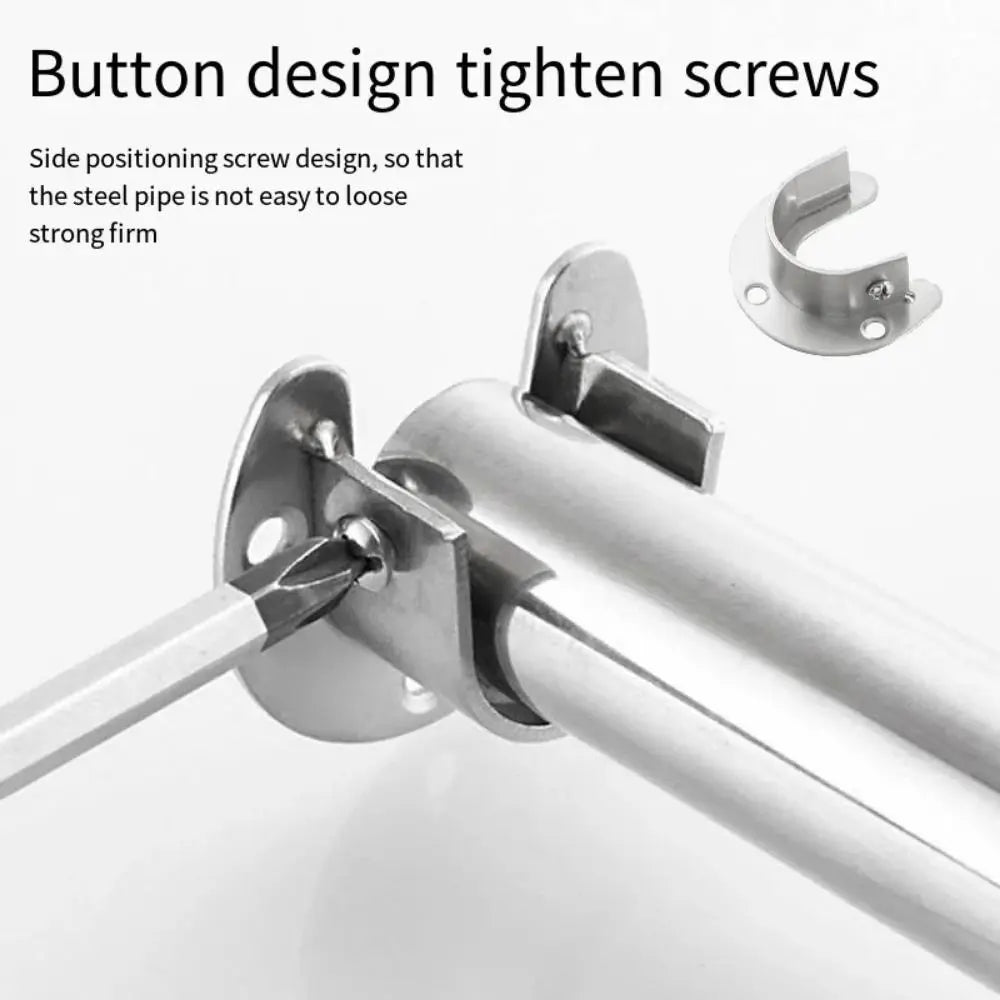 Stainless Steel Closet Rod Brackets Flange Seat Set of 2