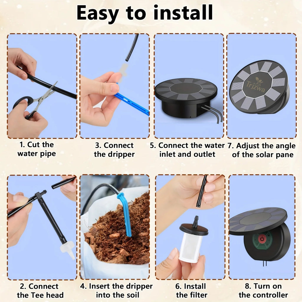 DIY Solar Drip Irrigation System Garden Automatic Watering System Plant Watering Devices for Potted with Water Level Detection Oasis Select