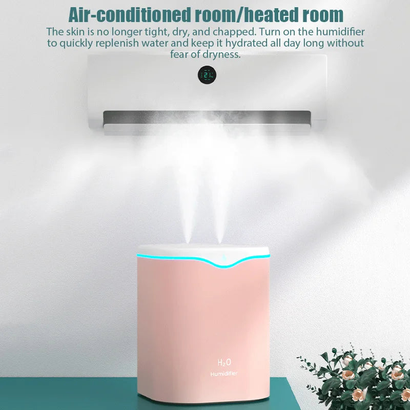 2000ML USB Air Humidifier Double Spray Port Essential Oil Aromatherapy Humificador Cool Mist Maker Fogger Purify for Home Office Oasis Select