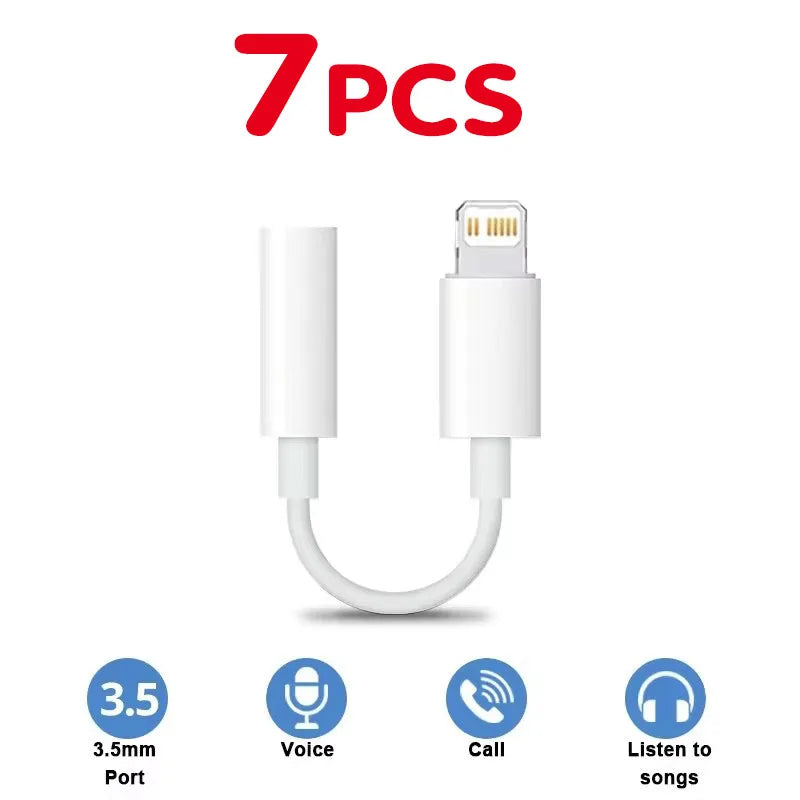 1-8pcs For Lighting Headphone Adapter for IPhone 11 12 13 14 Pro Max 12Mini SE XR X 8 7 + IOS To 3.5 Mm Jack AUX Audio Cable Oasis Select 7PCS