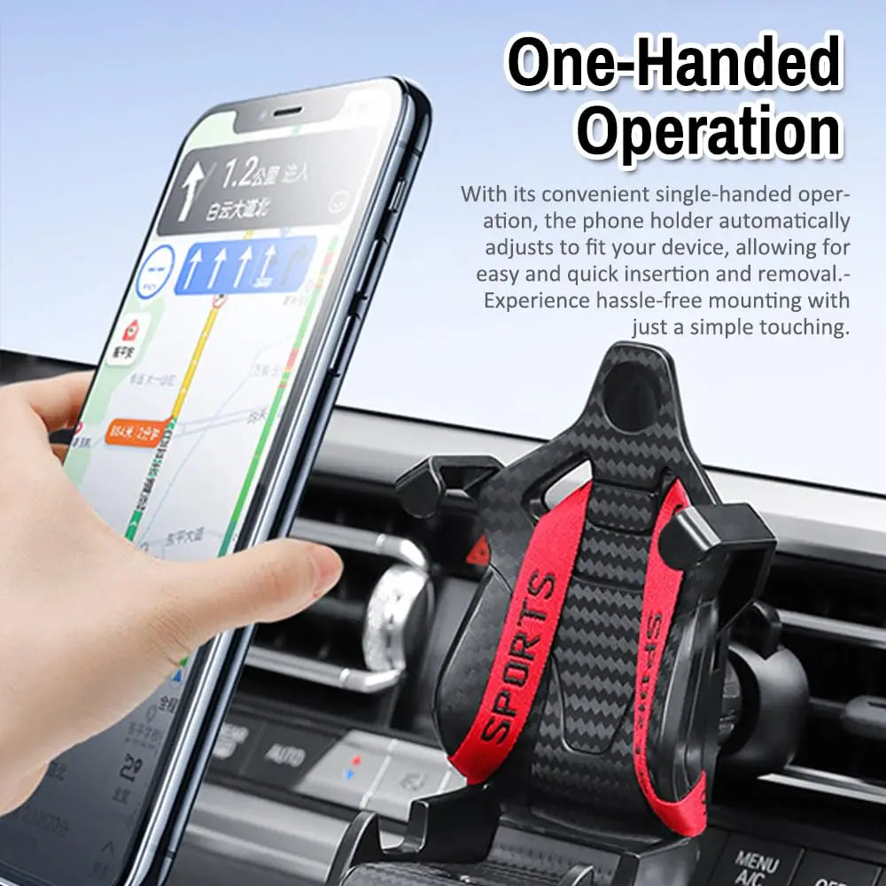 Racing Seat Car Phone Holder – Air Vent Mount | 360° Rotation