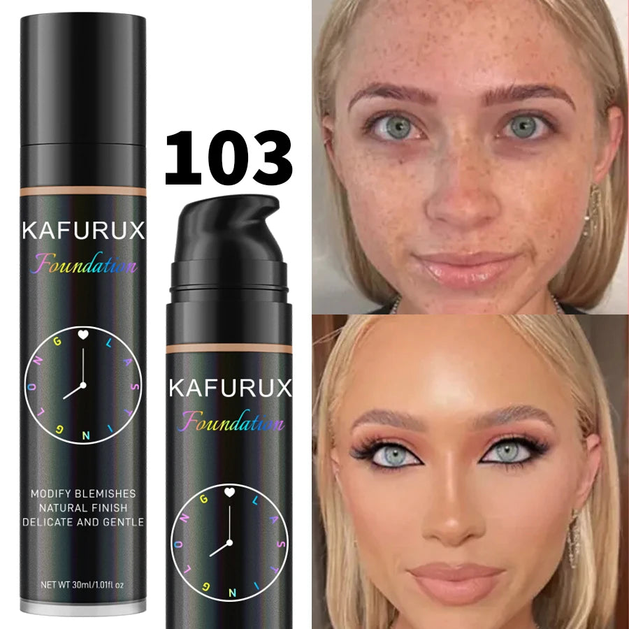KAFURUX 8-Shade Liquid Foundation – Waterproof & Full Coverage